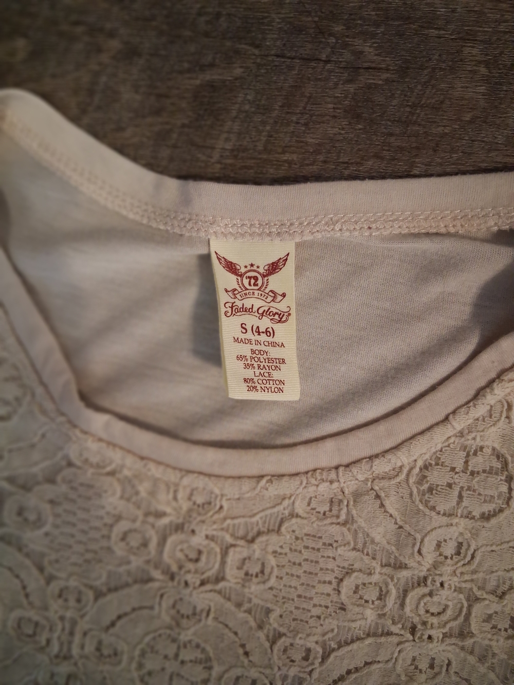 Maurices/Faded Glory Lace Short-Sleeve Tees - White & Light Gray - Picture 3 of 8